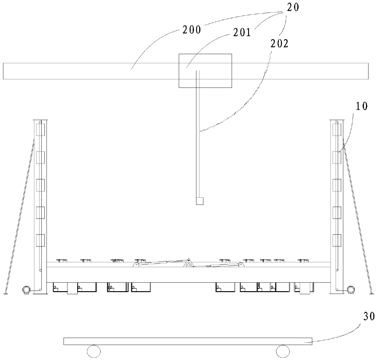 Thin plate segment turning-over system and thin plate segment turning-over method