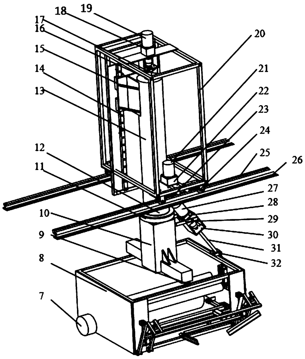 Full-automatic wind turbine blade glass fabric cloth laying device and method