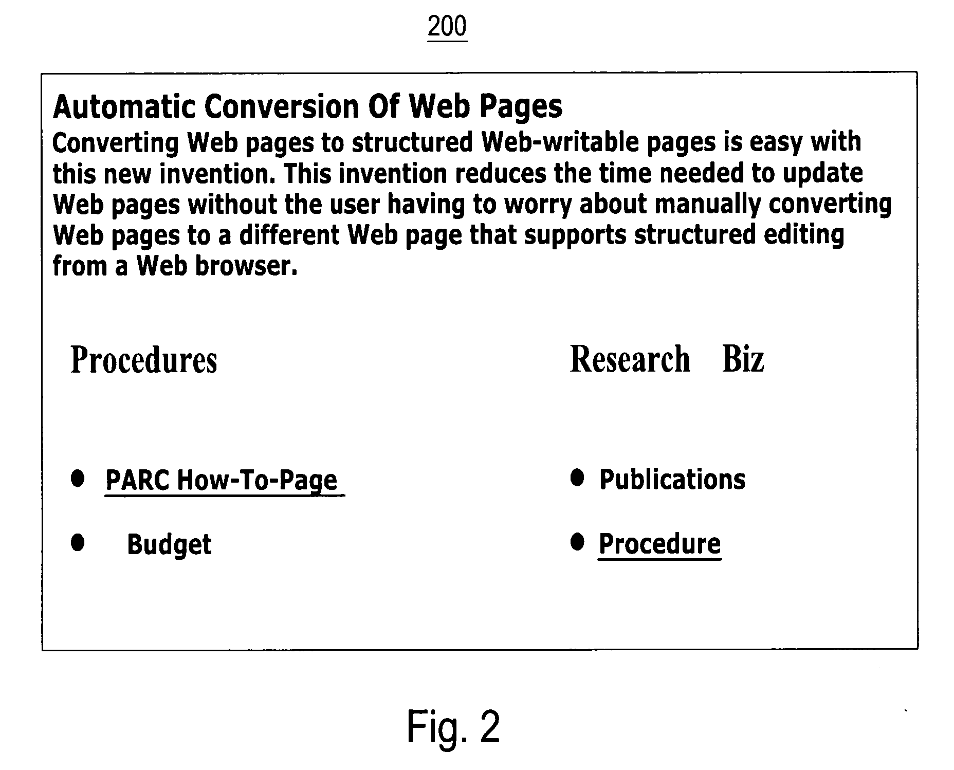 Systems and methods for automatically converting web pages to structured shared web-writable pages