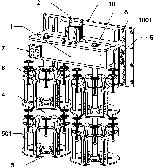 Multi-station hanging tool for automatic machining sand blasting equipment