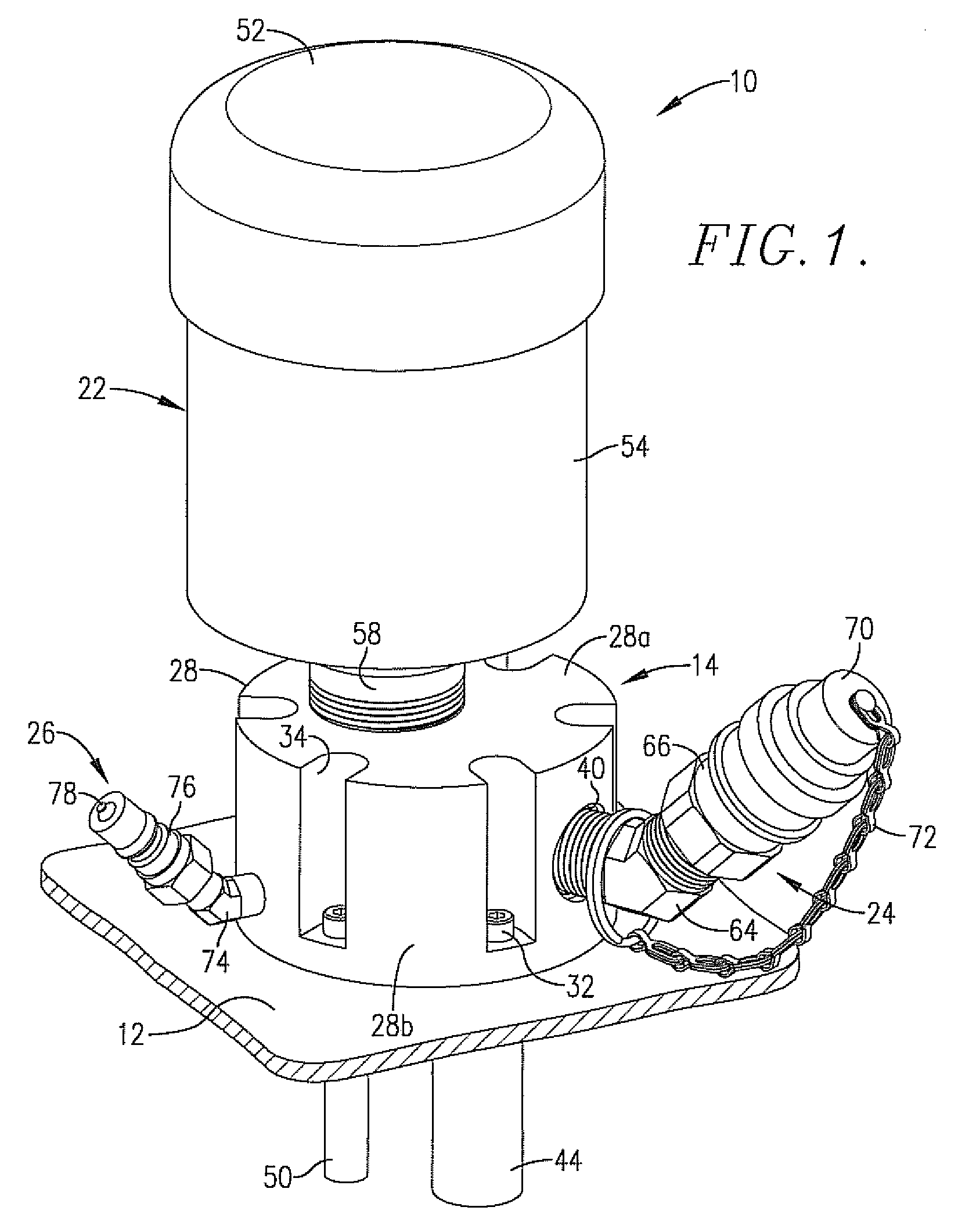 Breather-sampling-filler assembly for liquid reservoirs/systems