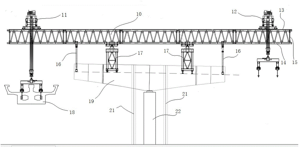 Application method of fixed type asymmetric bridge cantilever assembly equipment