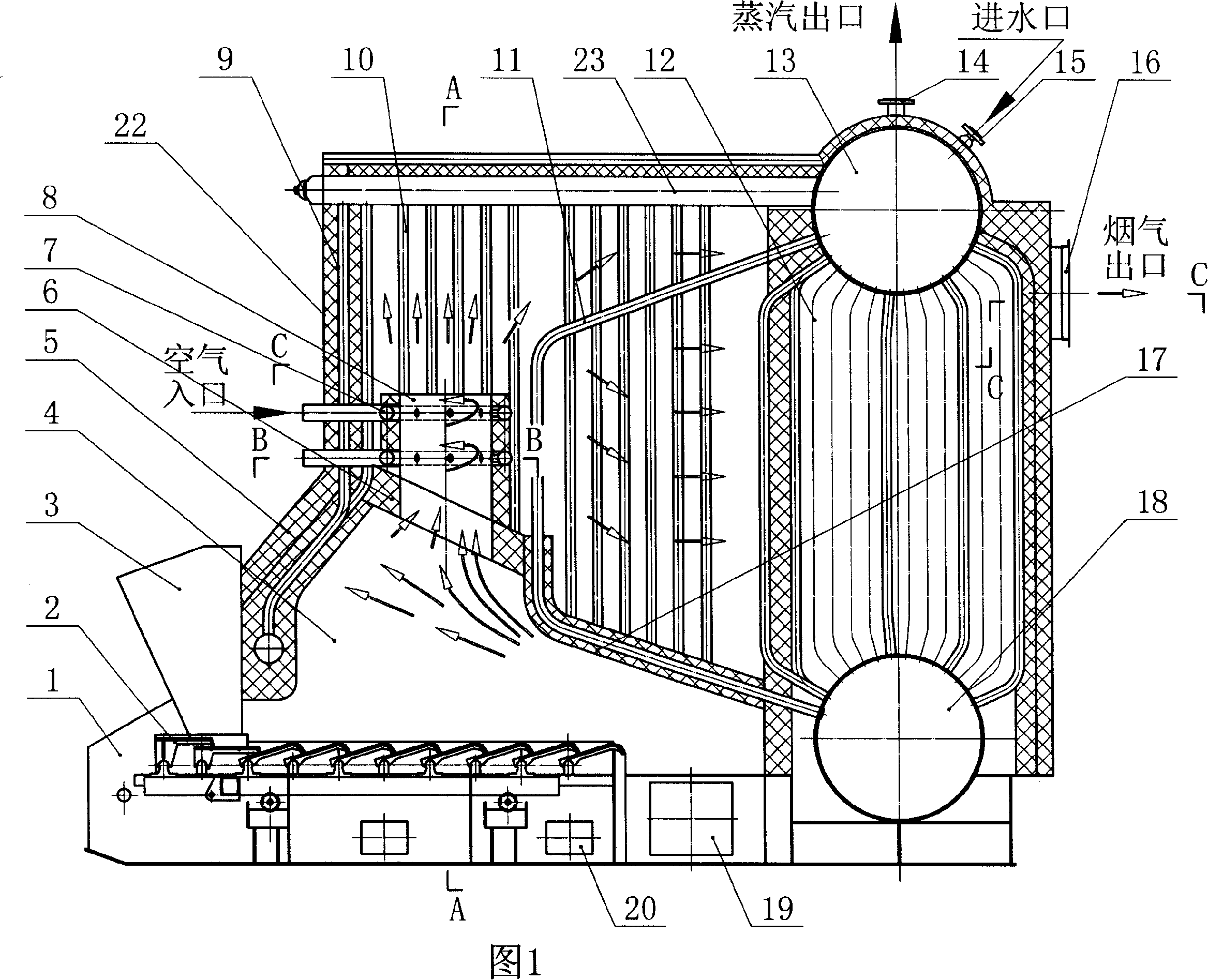 Boiler using biomass as fuel