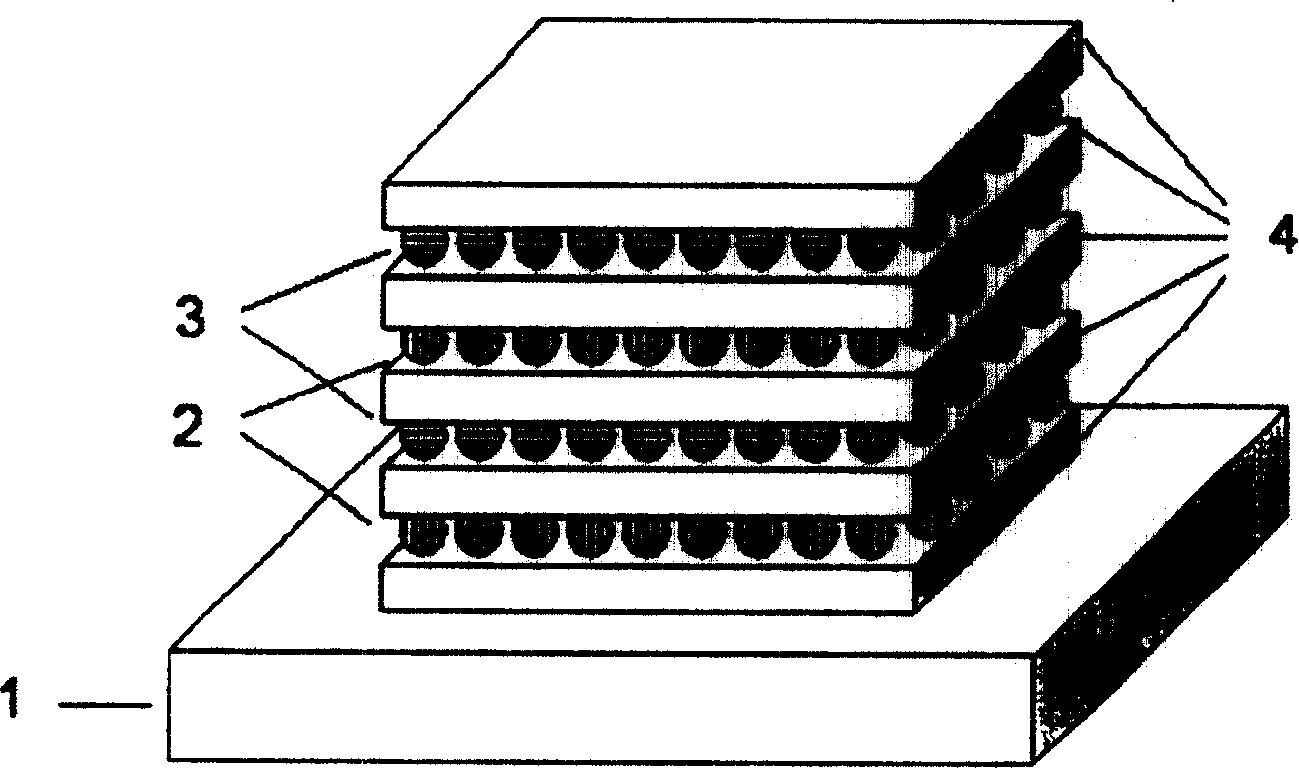 Method for preparing optical thin film with gold silver nanometer particle and dispersal oxide