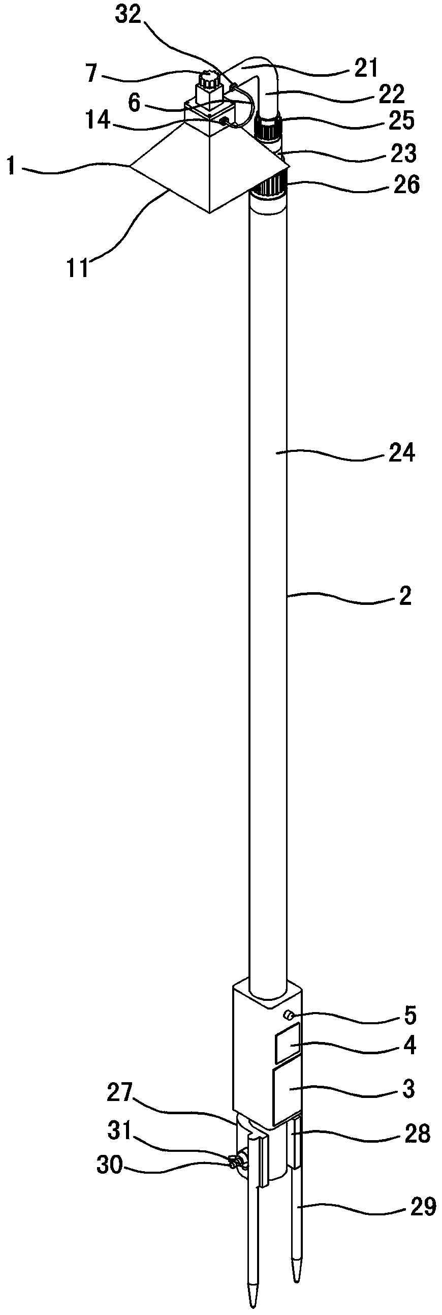 A device for quickly and neatly determining the location of a tree hole for tree planting