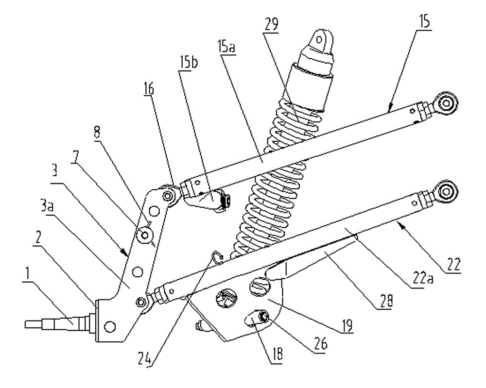 Independent front suspension structure of all-terrain four-wheel motorcycle