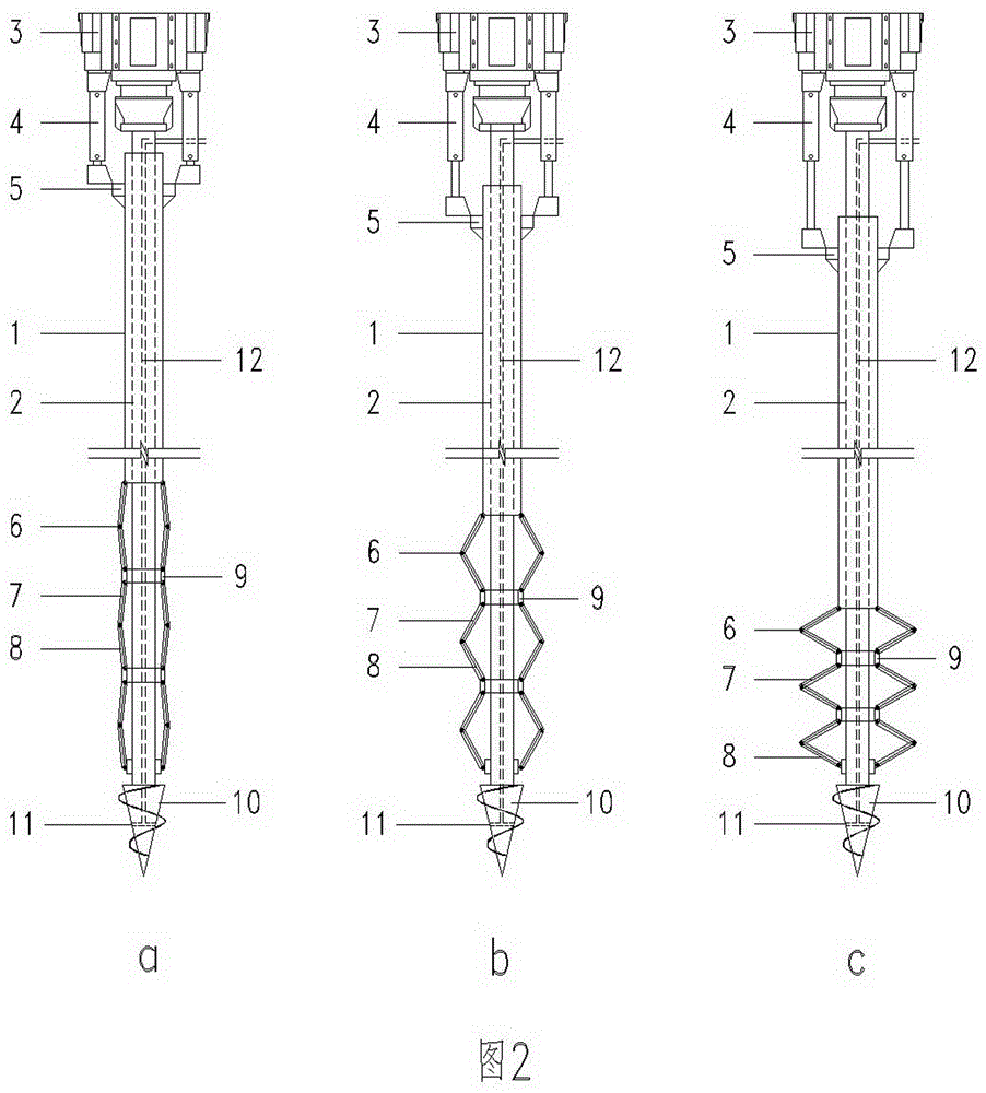 Construction device and construction method for stirring and spraying expanded reinforcement pile