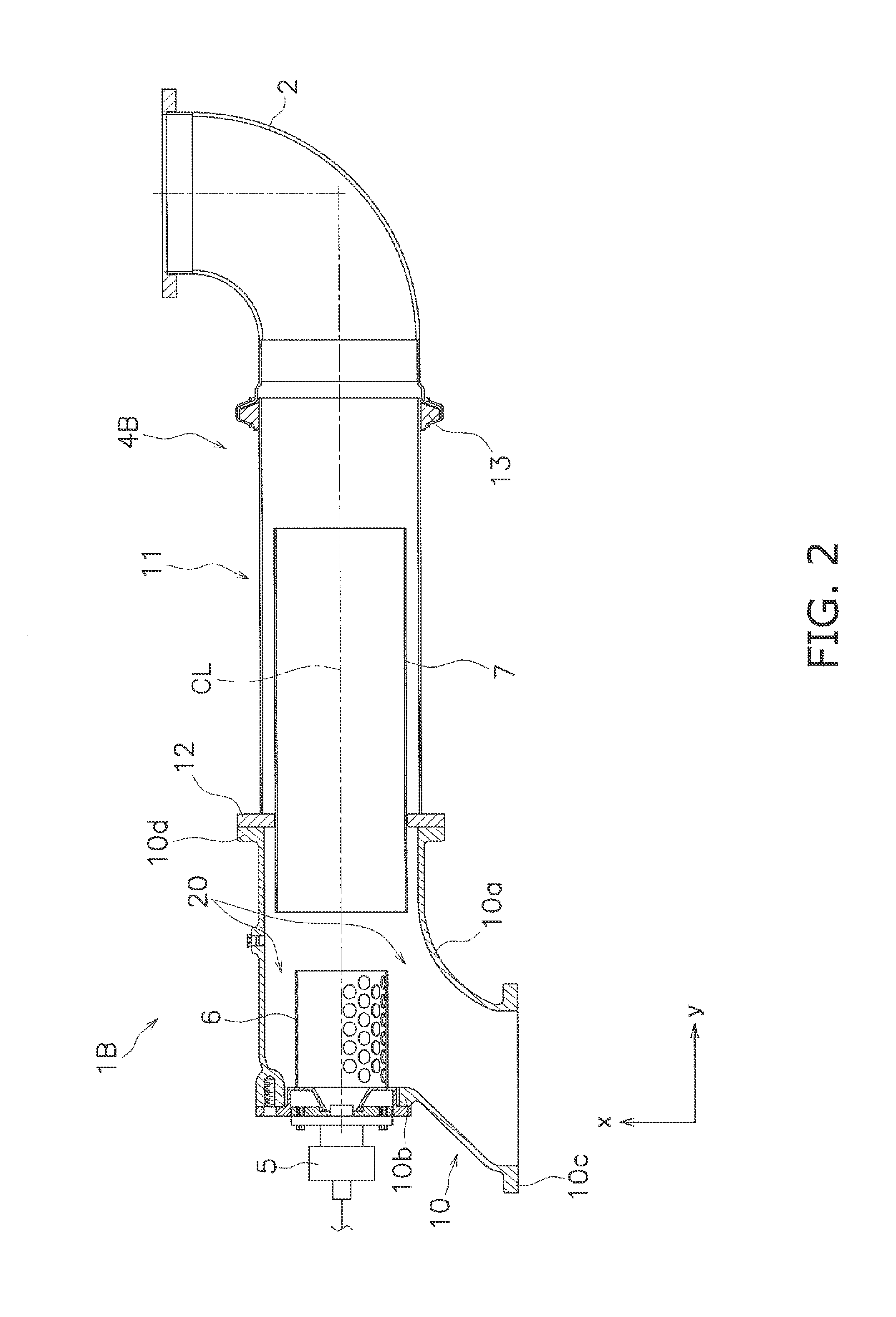 Reducing agent aqueous solution mixing device and exhaust gas post-treatment device