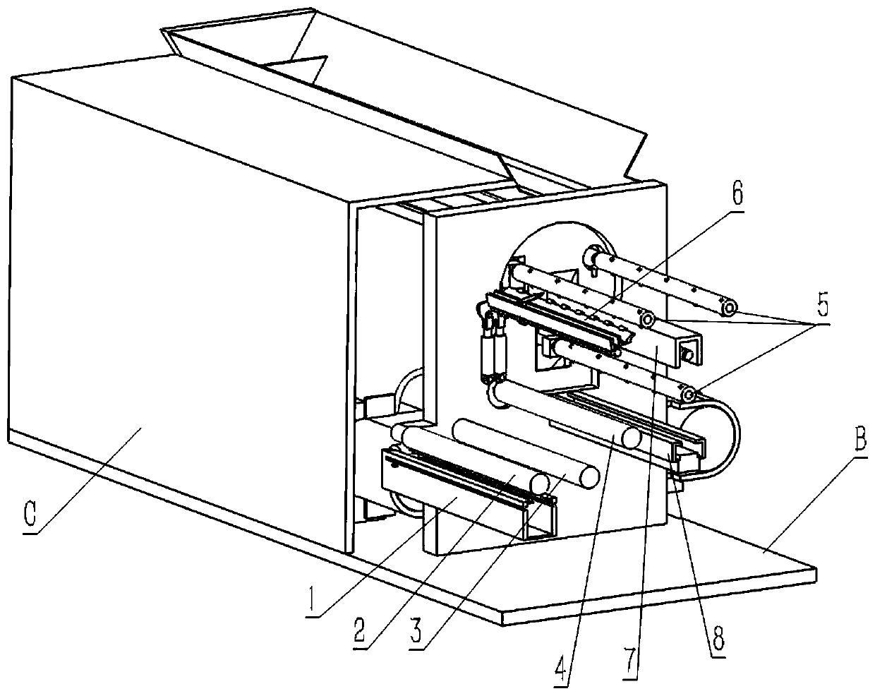 An automatic tape roll cutting machine