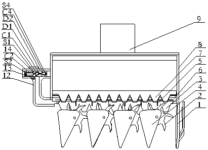 Combined harvester header for partitioned harvest of millet stalks and ears and application method thereof