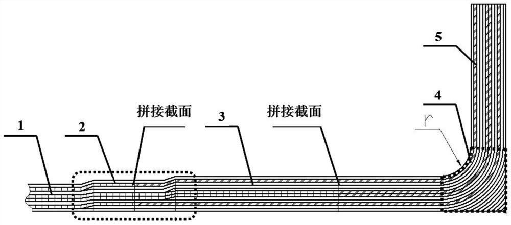 Composite material closed annular casing layering design structure