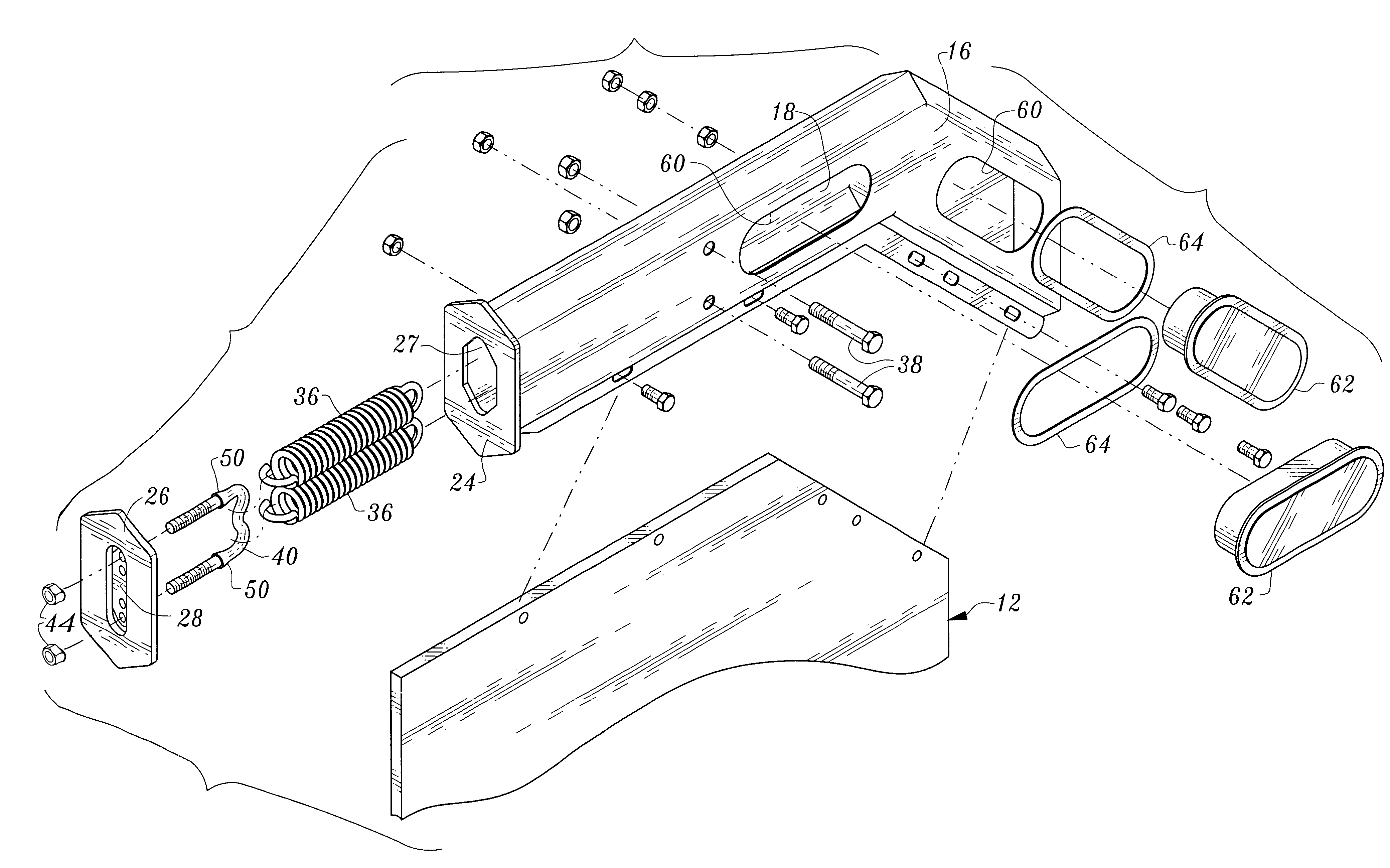 Adjustable spring loaded mud flap hanger apparatus