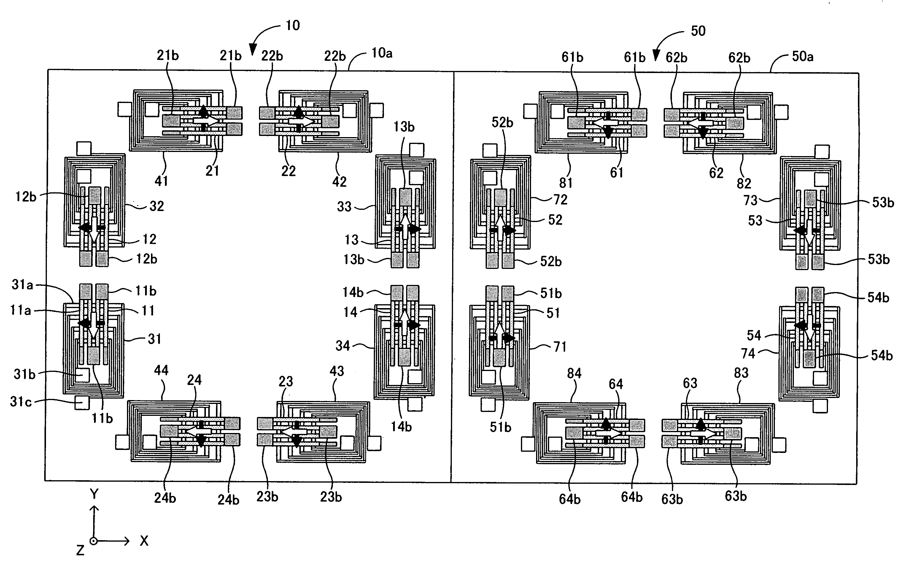 Magnetic sensor, production process of the magnetic sensor and magnetic array suitable for the production process