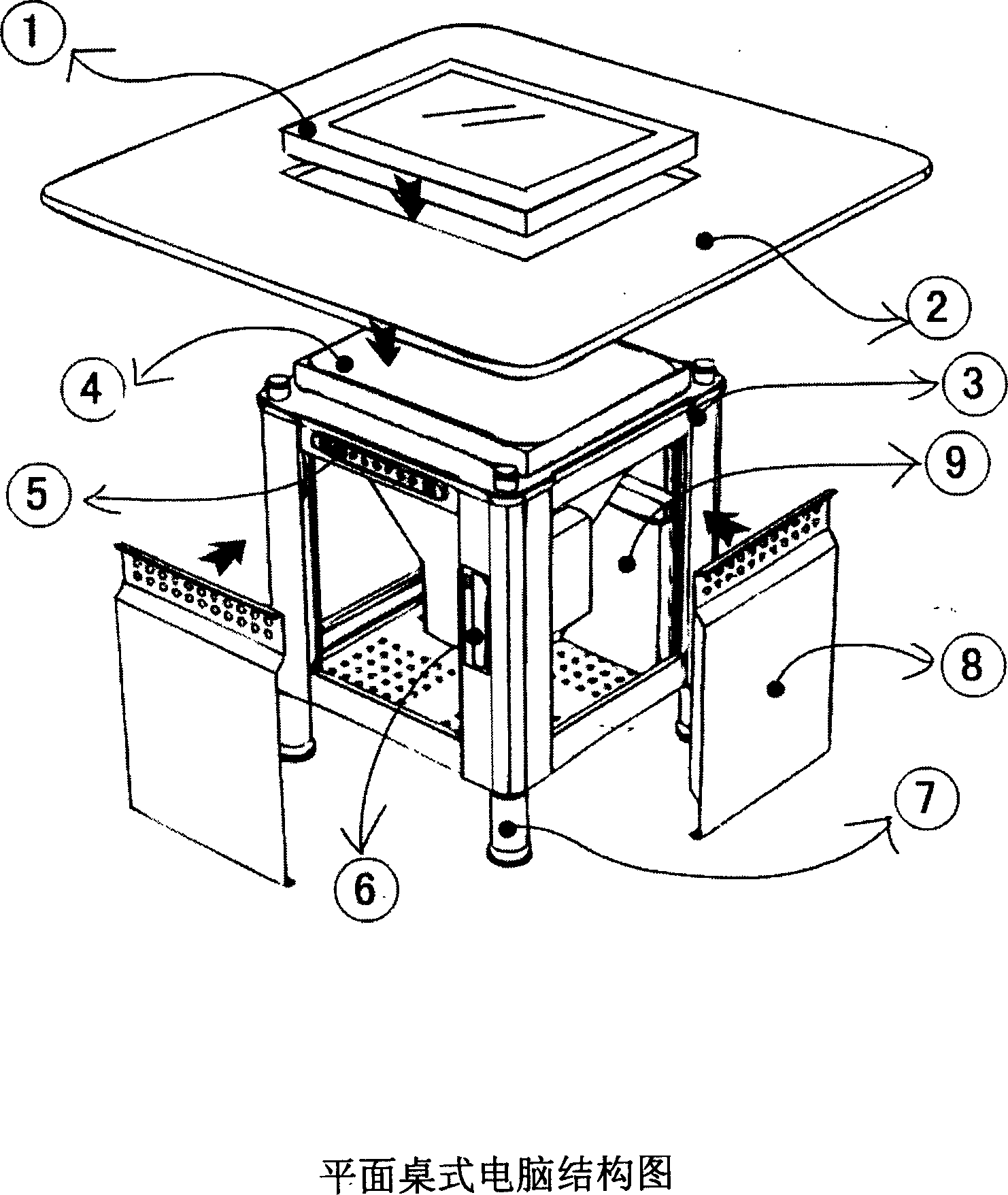 Plane desk type computer