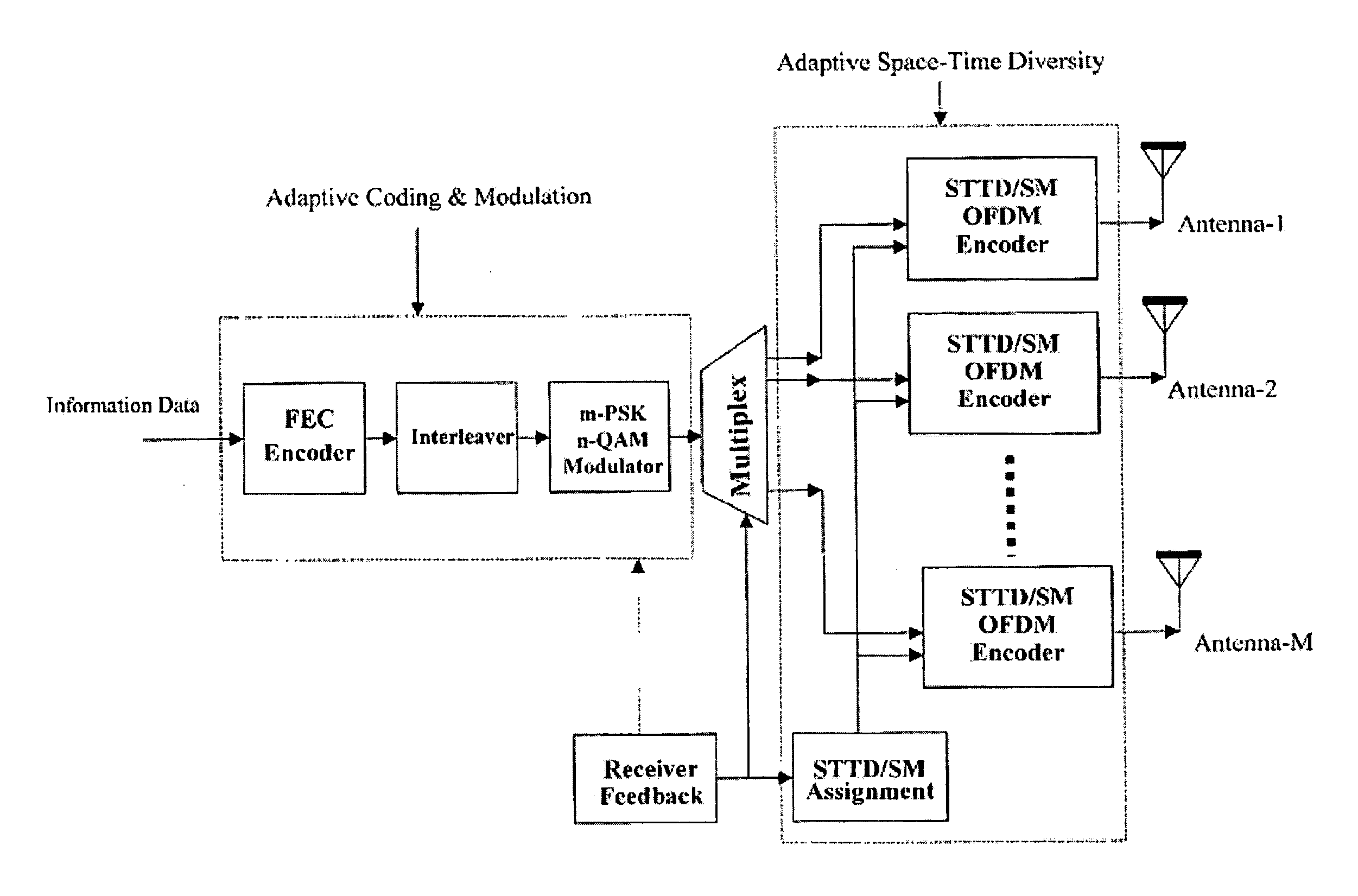 Adaptive Time Diversity and Spatial Diversity for OFDM