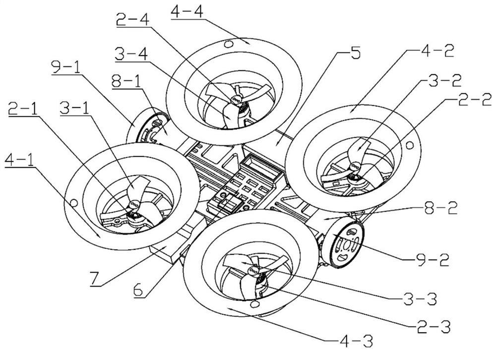 Amphibious three-mode flying adsorption wall-climbing robot and control method