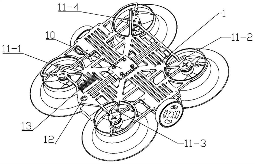 Amphibious three-mode flying adsorption wall-climbing robot and control method