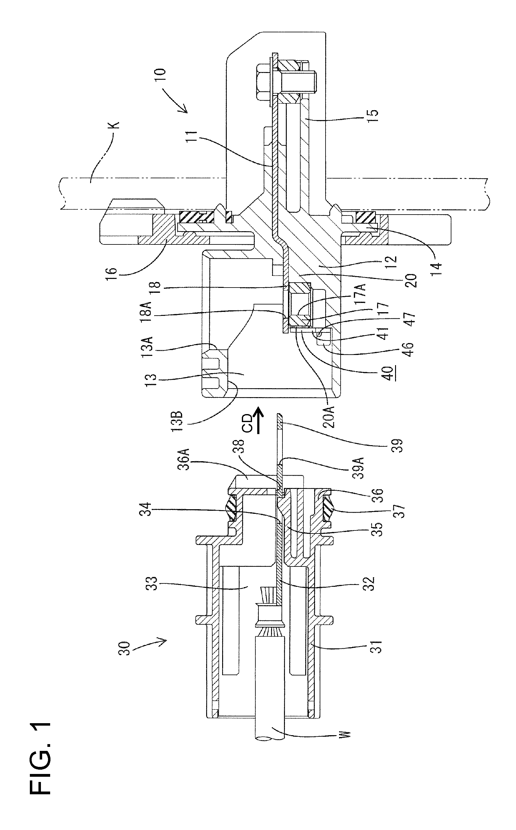 Connector, a connector assembly and a connecting method