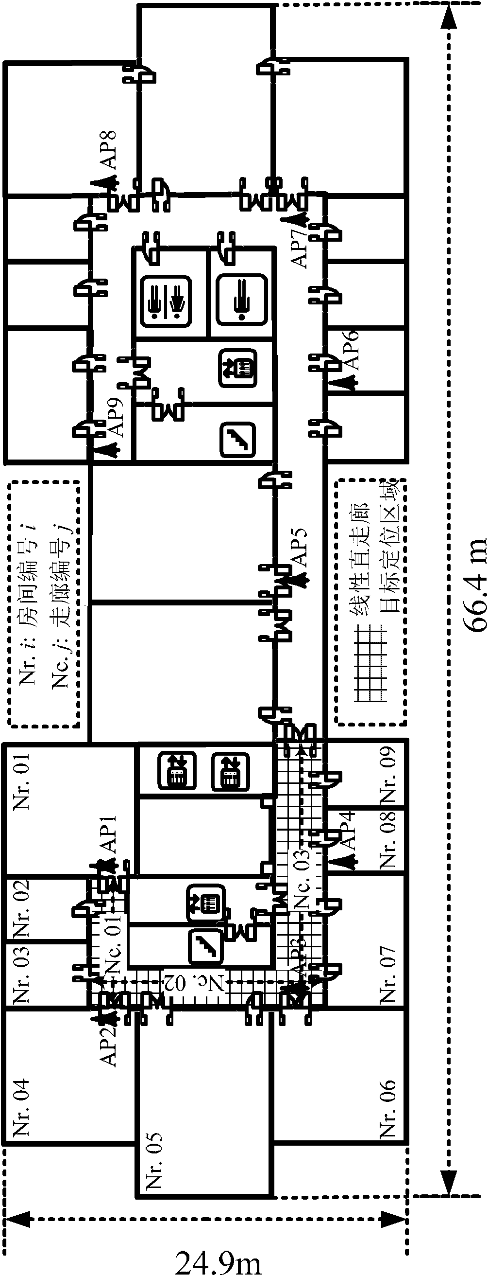 WLAN (Wireless Local Area Network) indoor single-source linear WKNN (Weighted K-Nearest Neighbor) locating method based on reference point position optimization