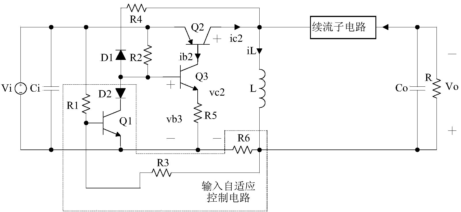 Input adaptive auto-excitation type Buck-boost converter