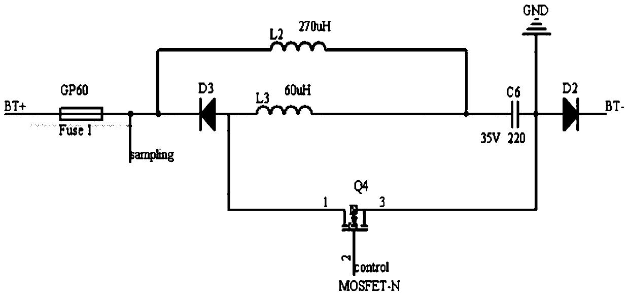 Maintenance device circuit structure and lead-acid storage battery maintenance device