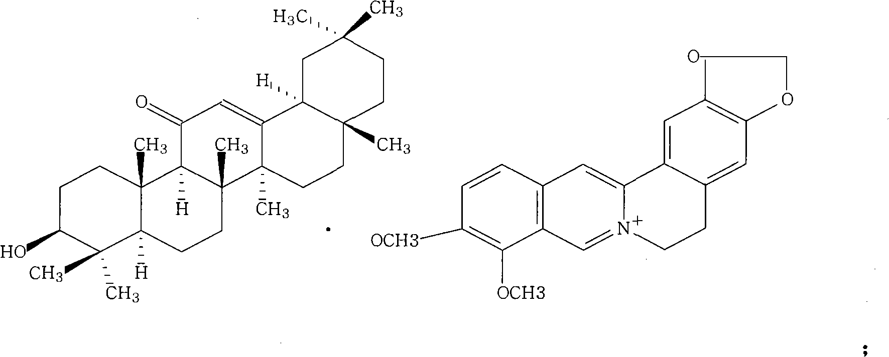 Berberine glycyrrhetinic acid enantiomeric salts and preparation method and application thereof