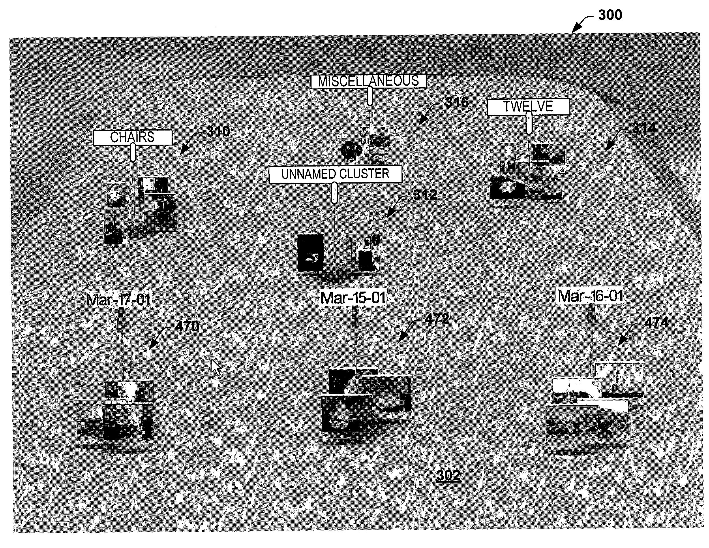 Graphical user interface, data structure and associated method for cluster-based document management