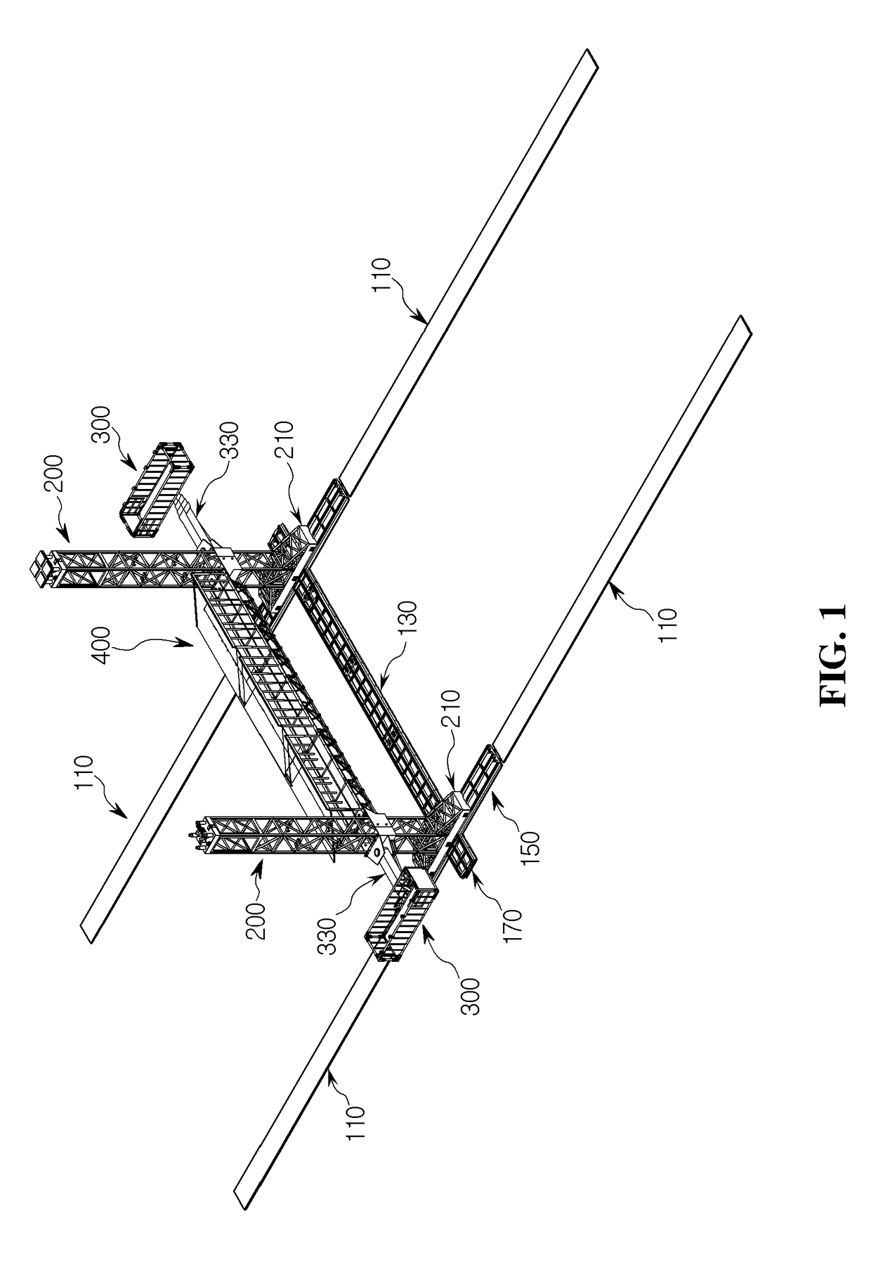 Gantry tower crane for inspecting cargo hold