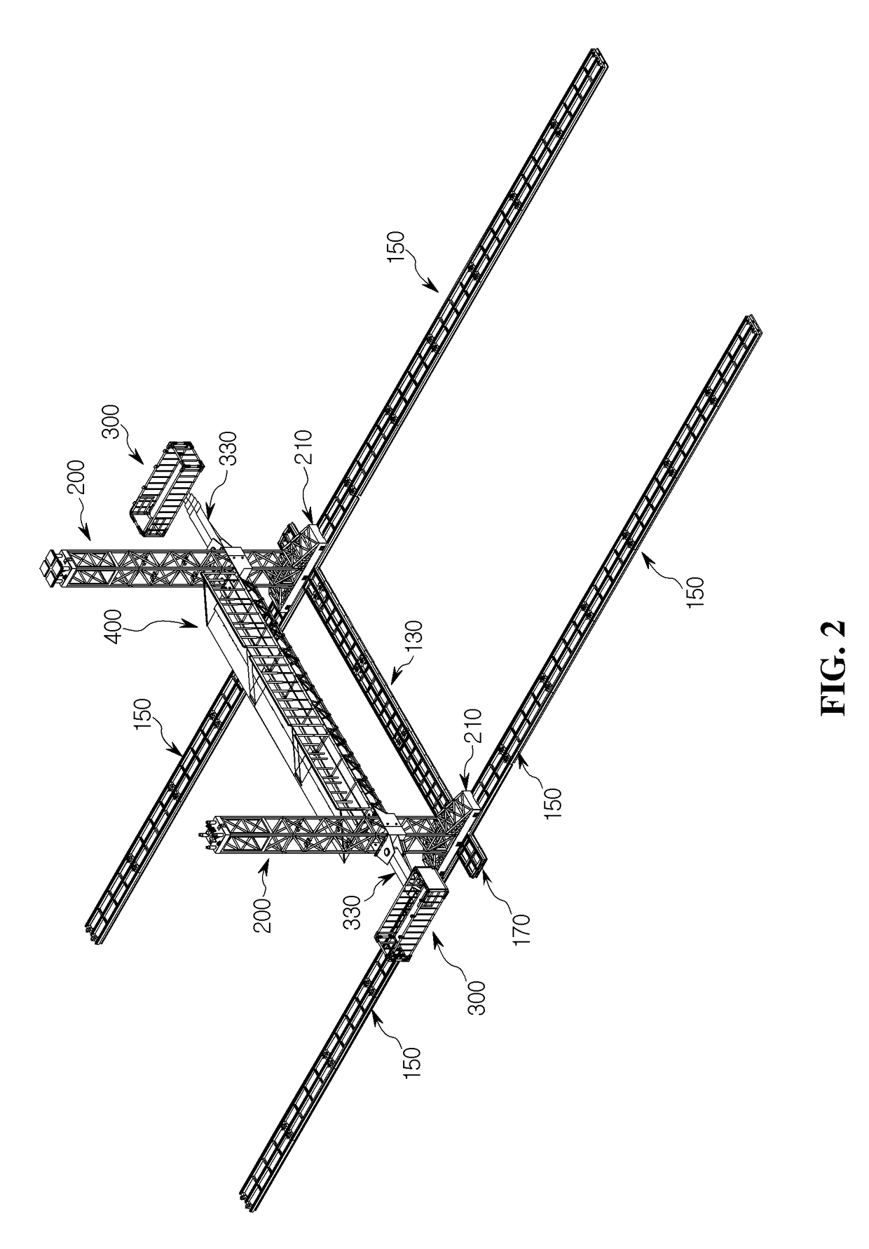 Gantry tower crane for inspecting cargo hold