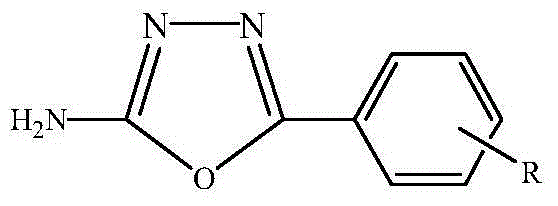 2-amido-5-substituted-1,3,4-oxadiazole as well as preparation method and application thereof