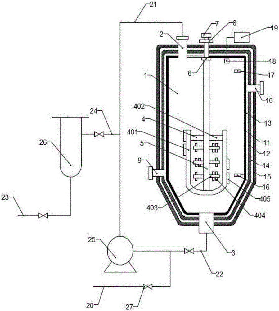 Raw material circulation mixing reactor