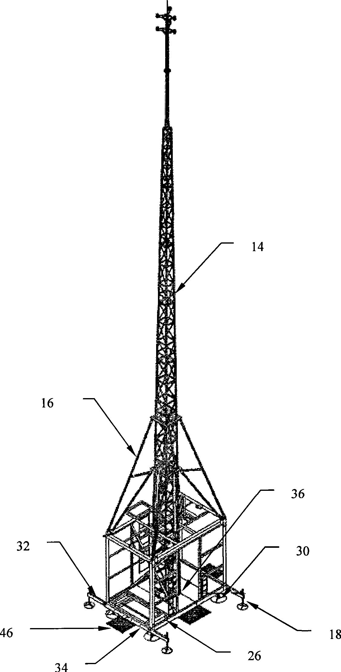 A portable mobile communication tower