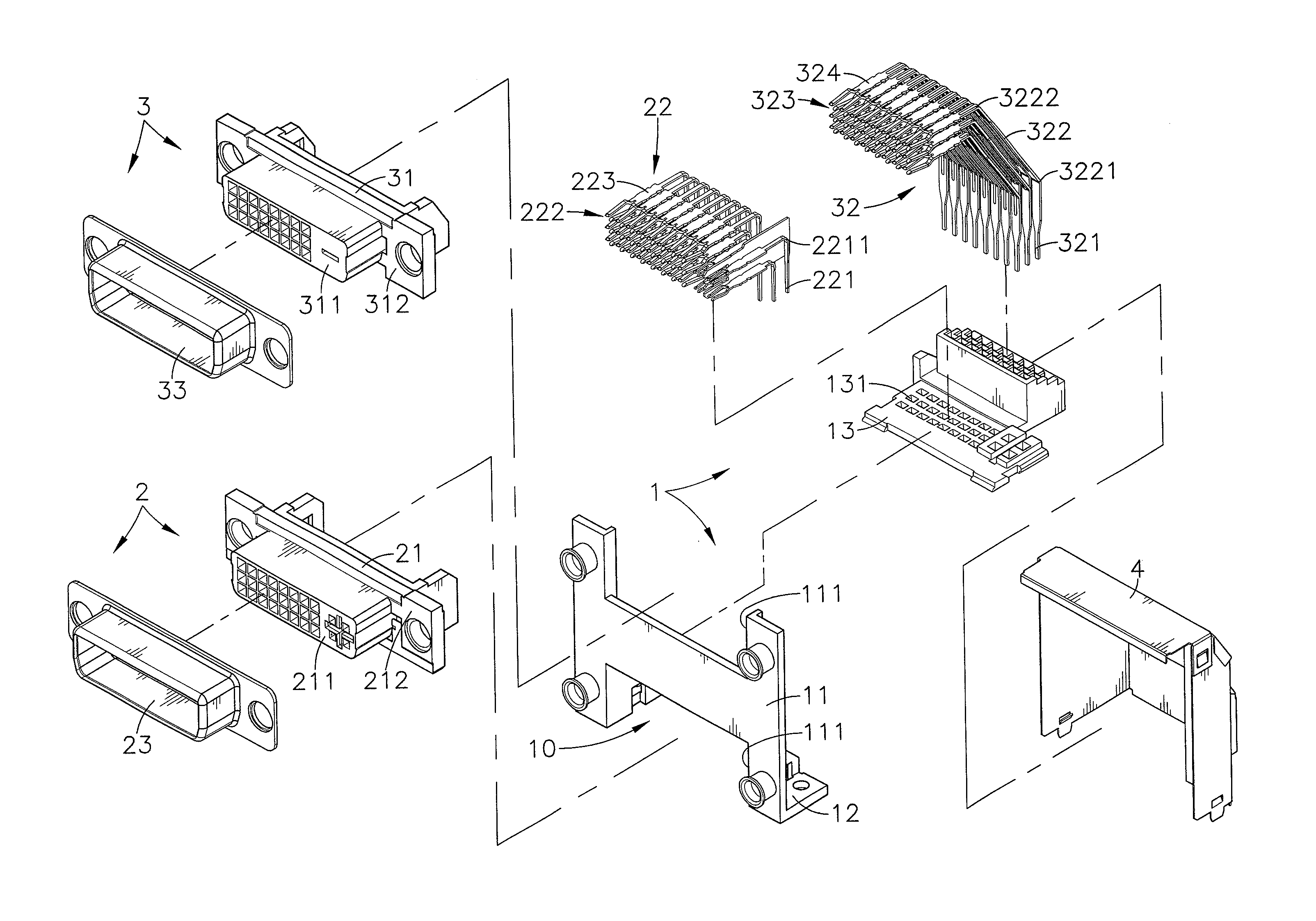 Digital visual interface dual-stack connector