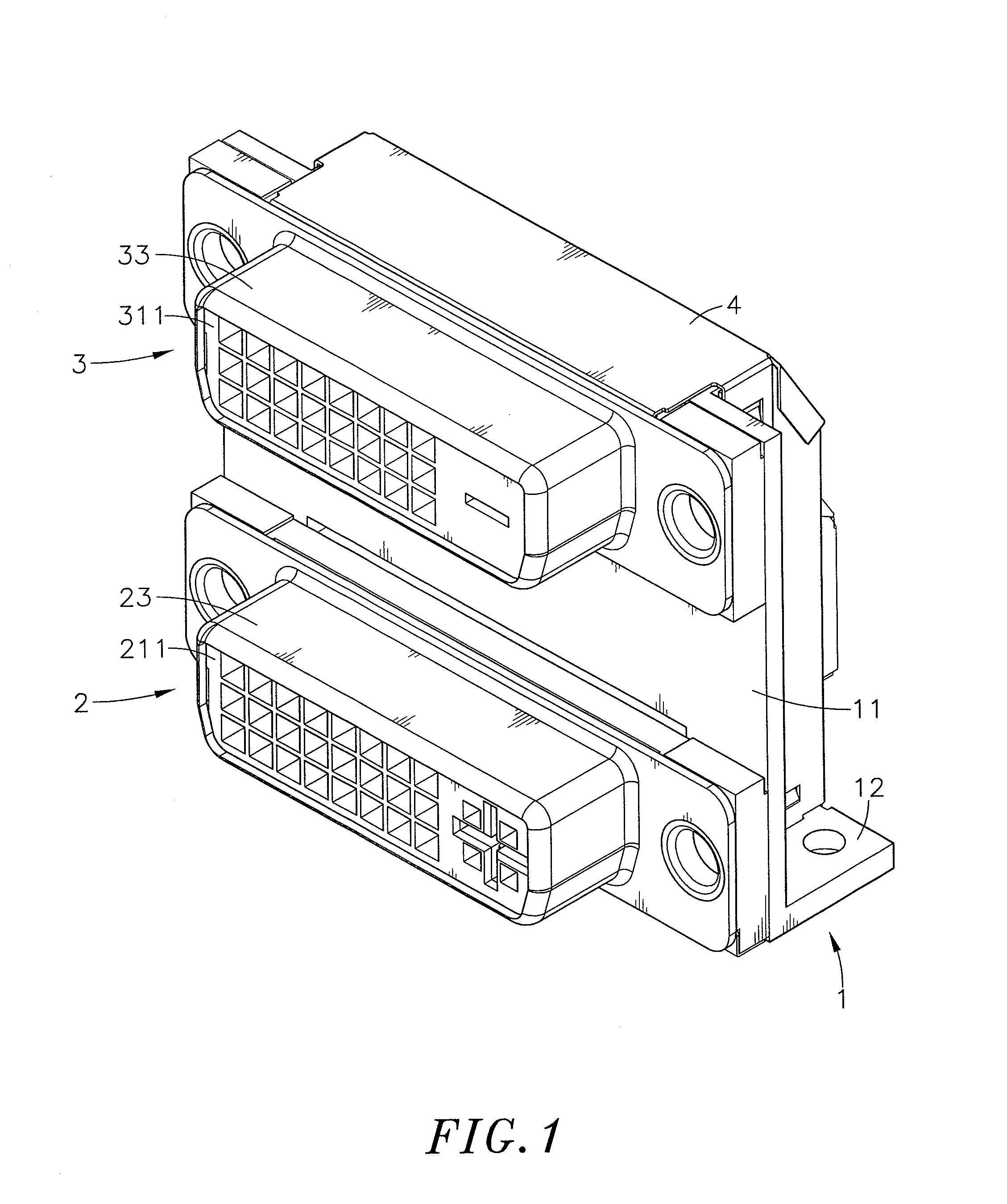 Digital visual interface dual-stack connector