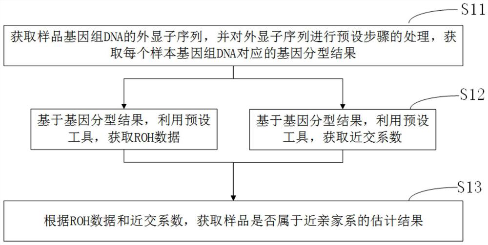 Method, device and equipment for inbreeding family identification based on whole exon data