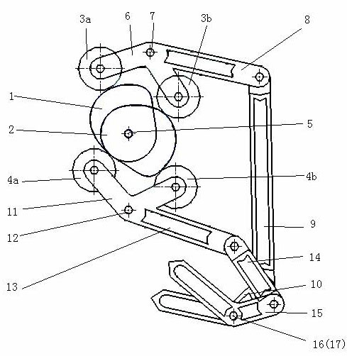 Double-output conjugate cam-connecting rod paper-transferring mechanism