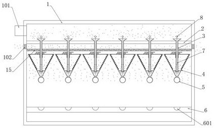 Multi-unit umbrella-shaped saturated falling-off type waste gas treatment device