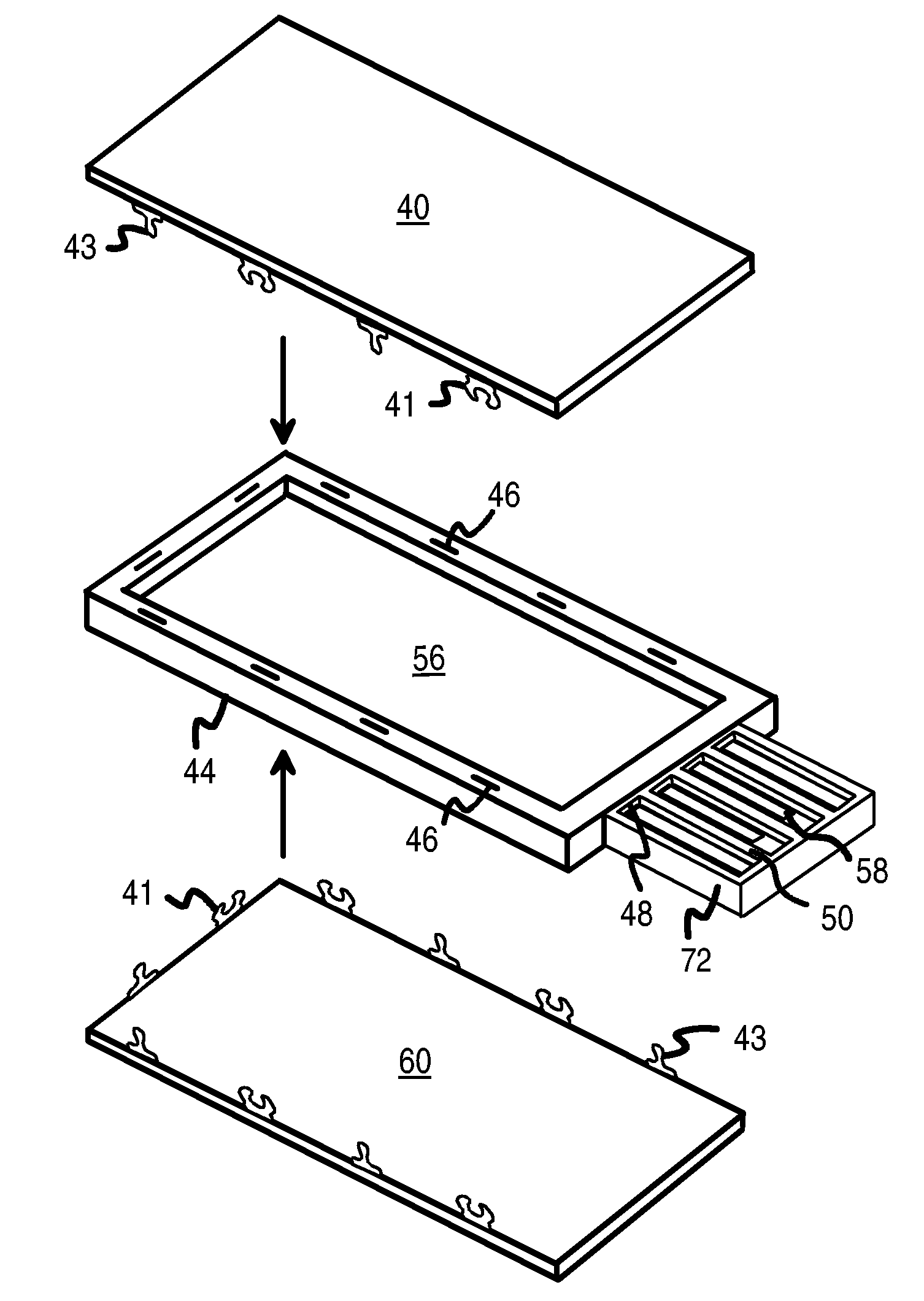 USB Flash-Memory Card with Perimeter Frame and Covers That Allow Mounting of Chips on Both Sides of a PCB