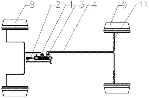 Agricultural vehicle four-wheel brake device