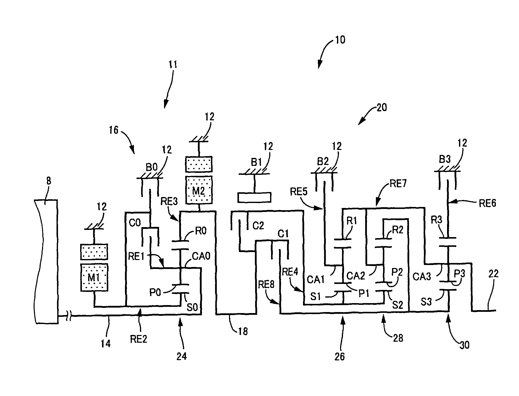 Control device for hybrid vehicle power transmitting apparatus