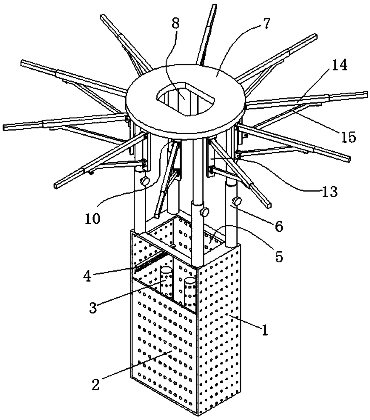 Trichosanthes kirilowii planting rack and planting method thereof