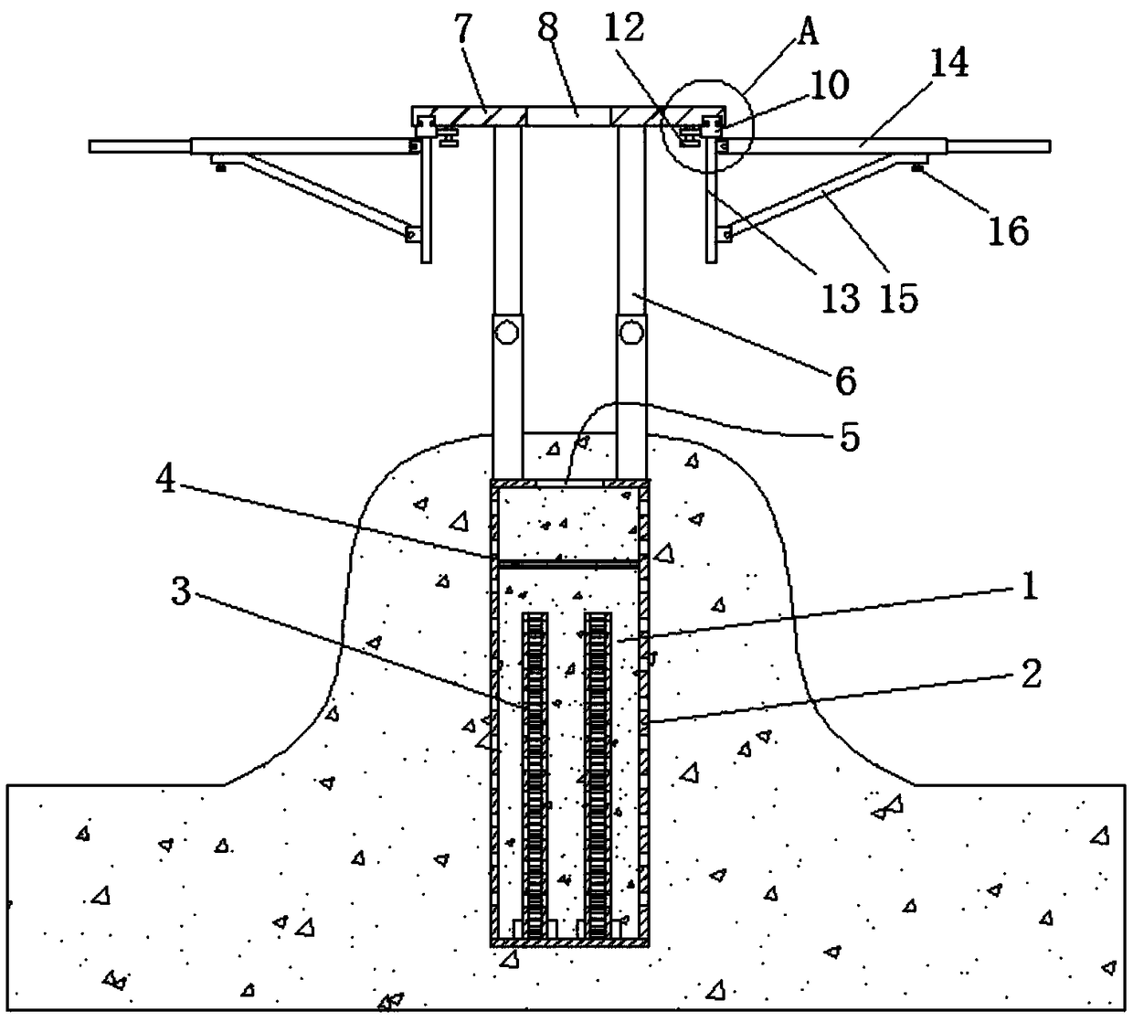 Trichosanthes kirilowii planting rack and planting method thereof