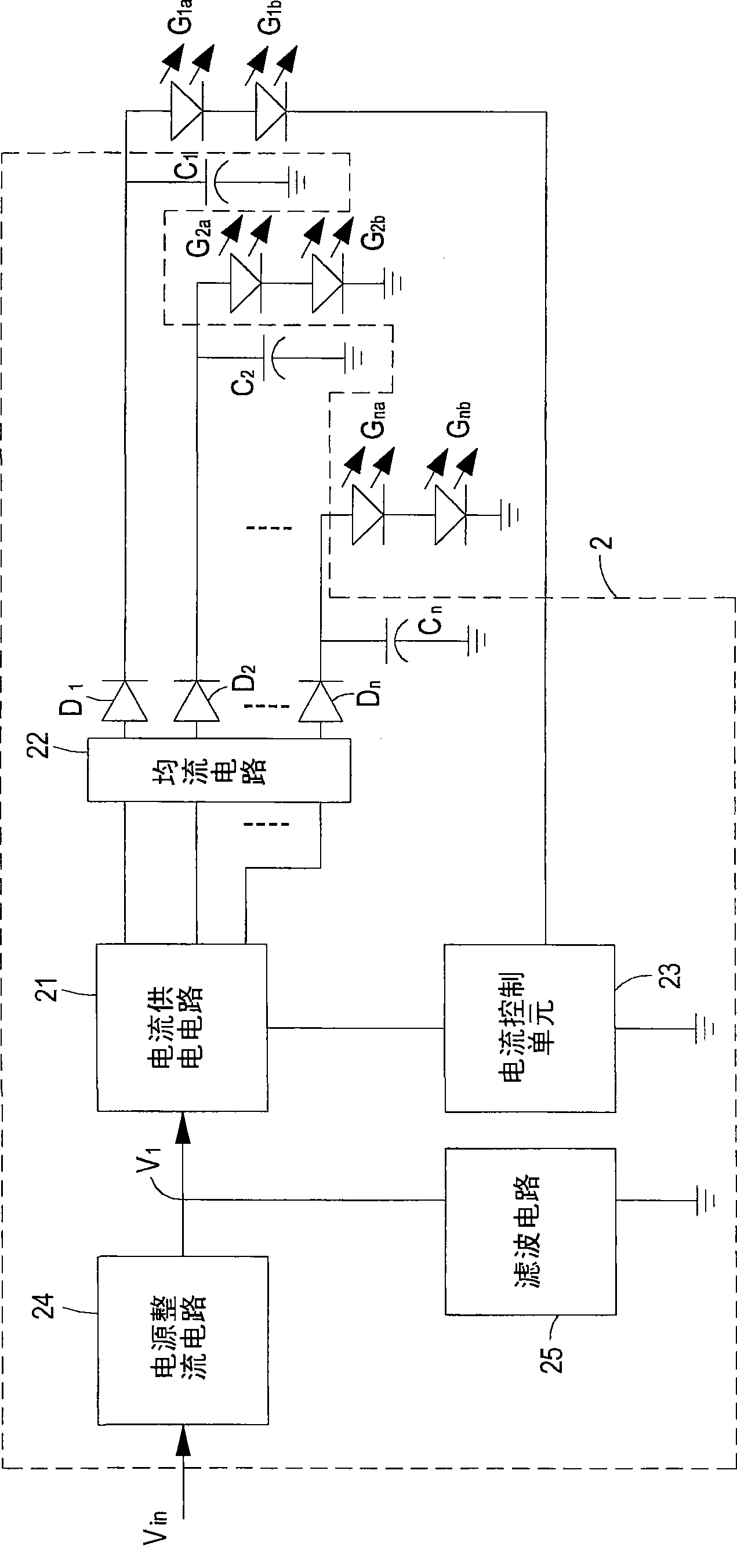 Current balance power supply circuit of multi-group light-emitting diode