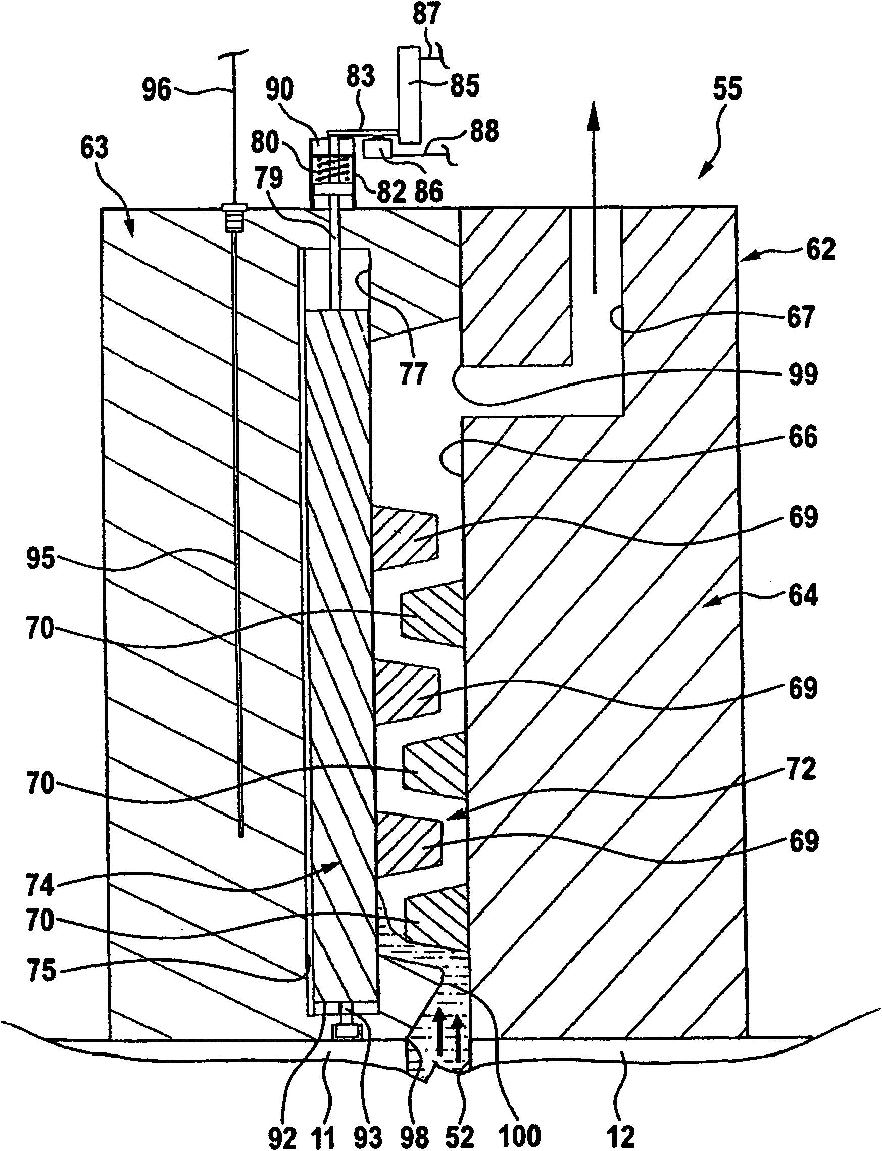 Ventilation unit for a die casting device