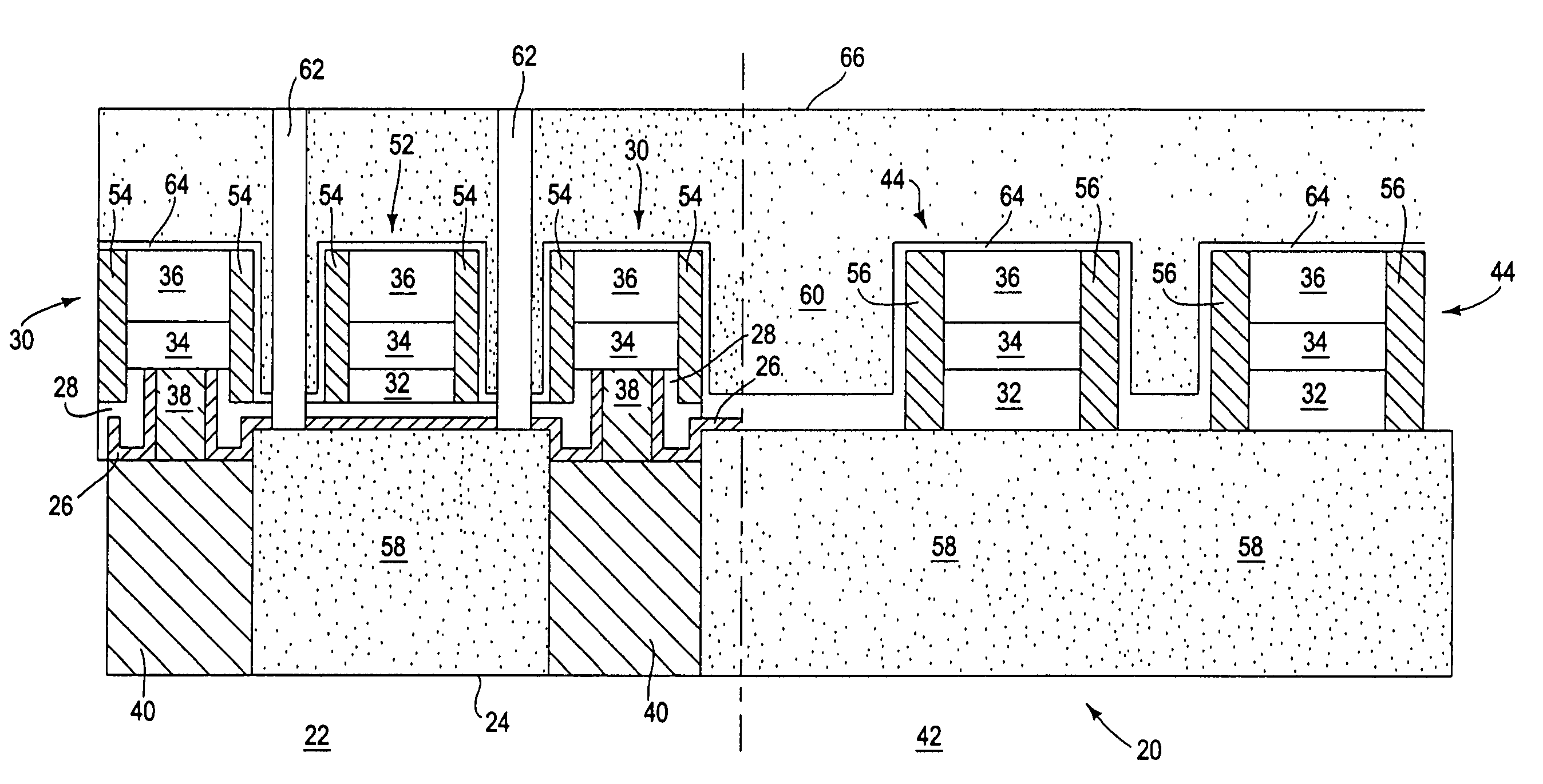 Maskless middle-of-line liner deposition