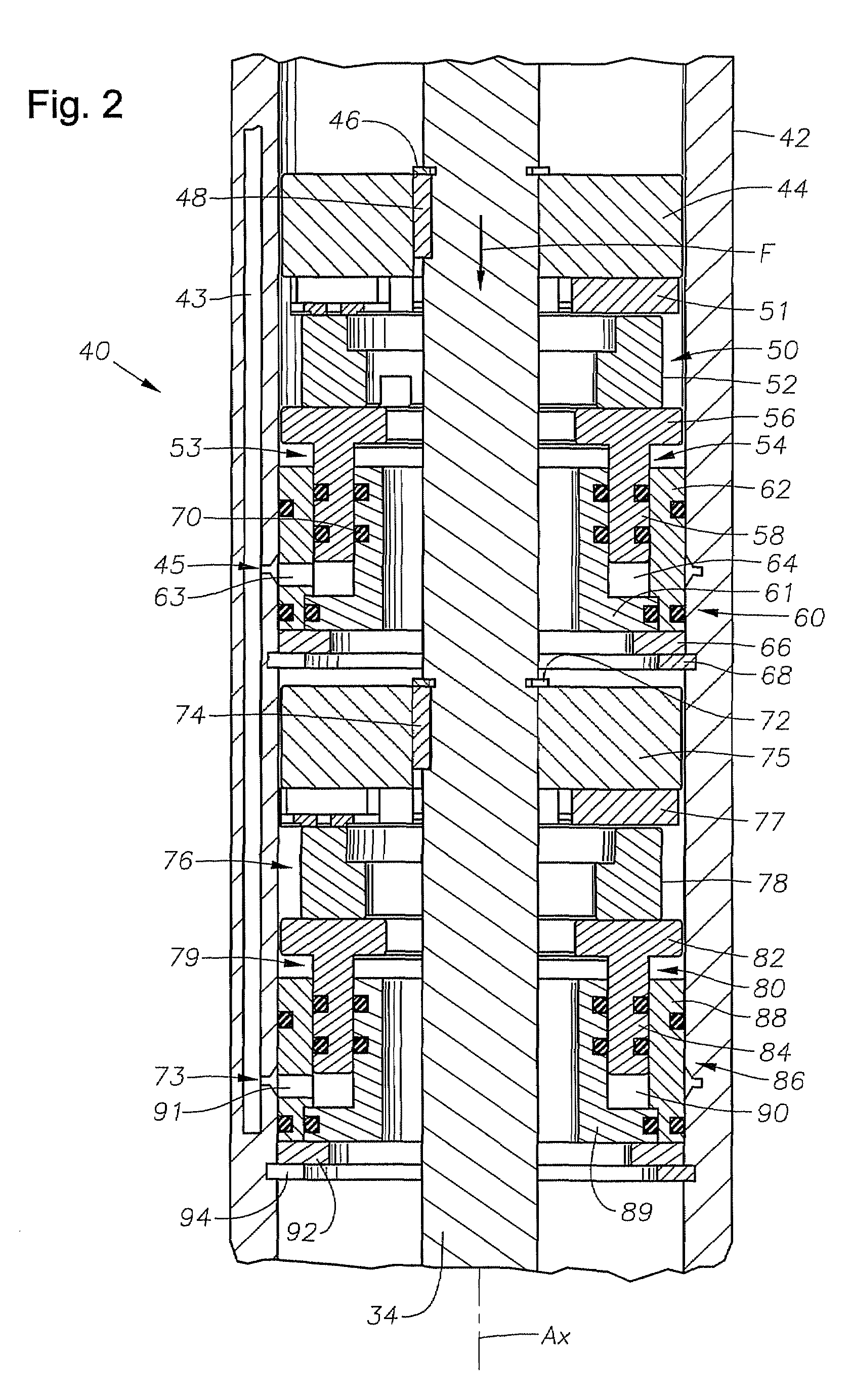 Electrical submersible pump with equally loaded thrust bearings and method of pumping subterranean fluid