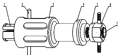 Tightly-propping pulling type detaching device for bearing neck bush