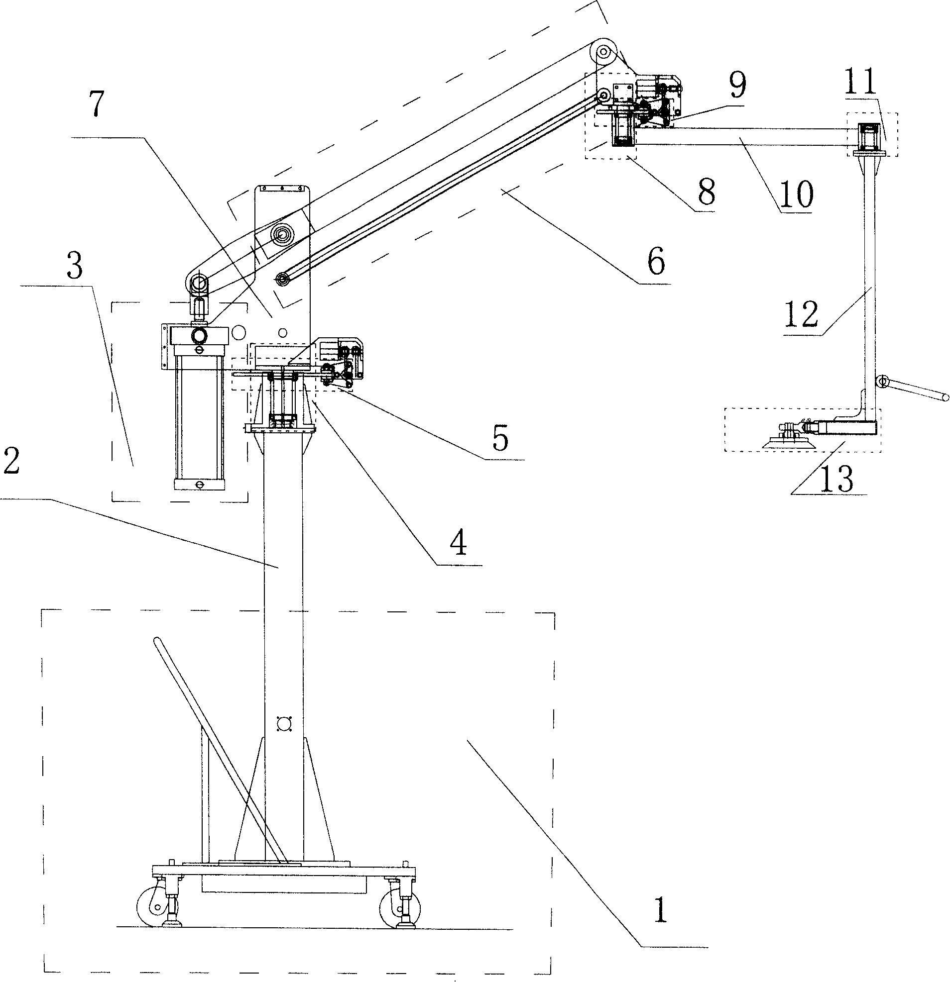 Pneumatic balancing mechanical arm