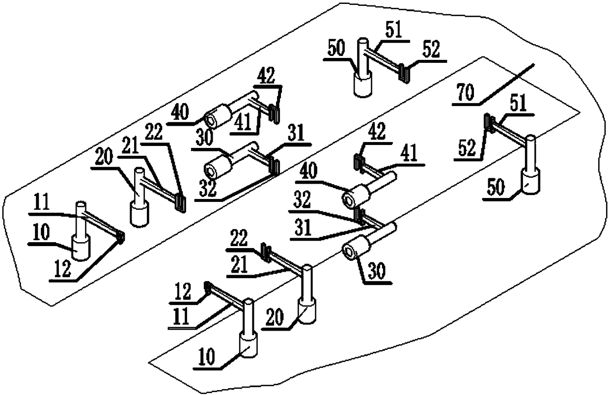 Push rod clamping type rope towing system and working method thereof