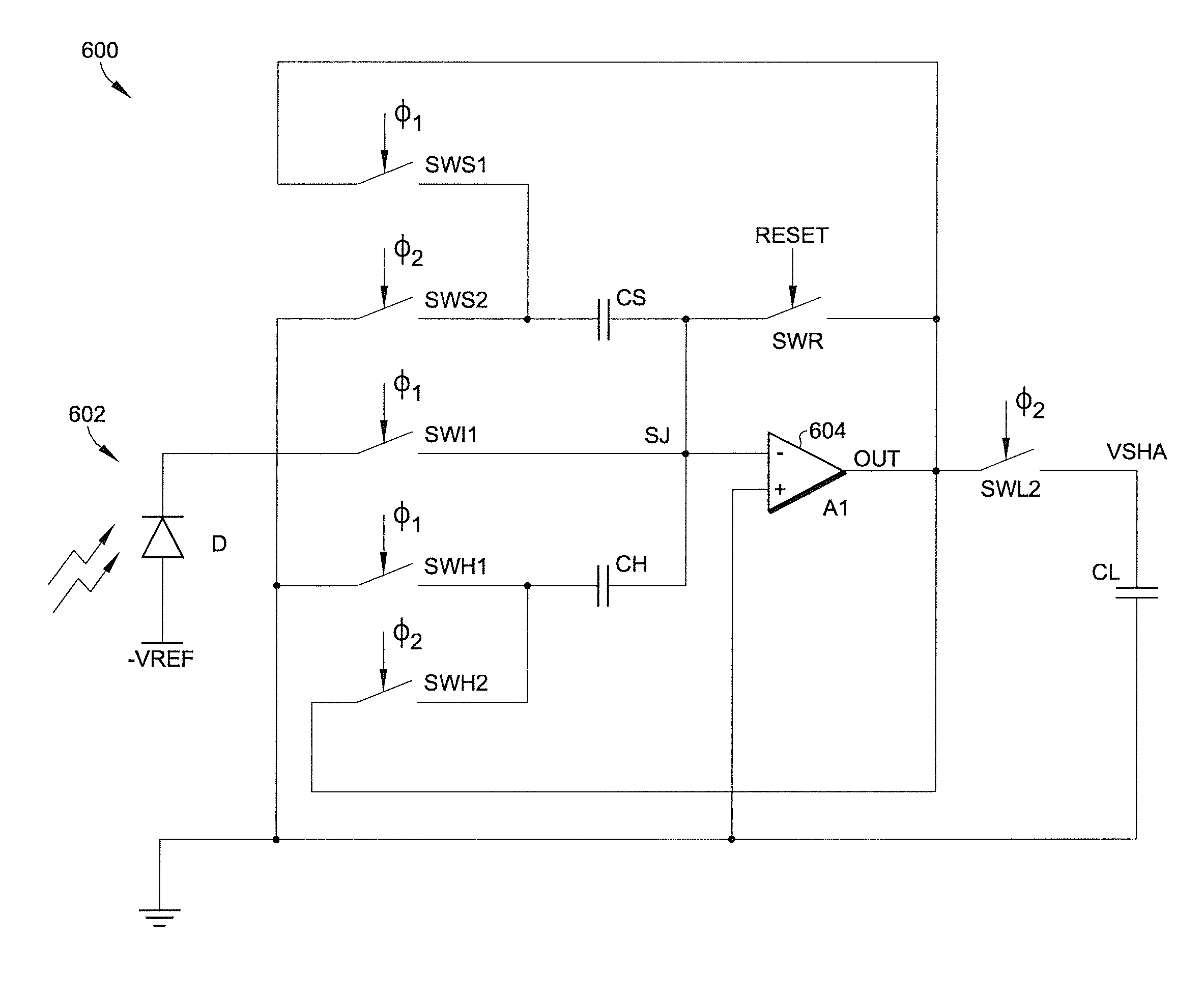 Low-noise low-distortion signal acquisition circuit and method with reduced area utilization